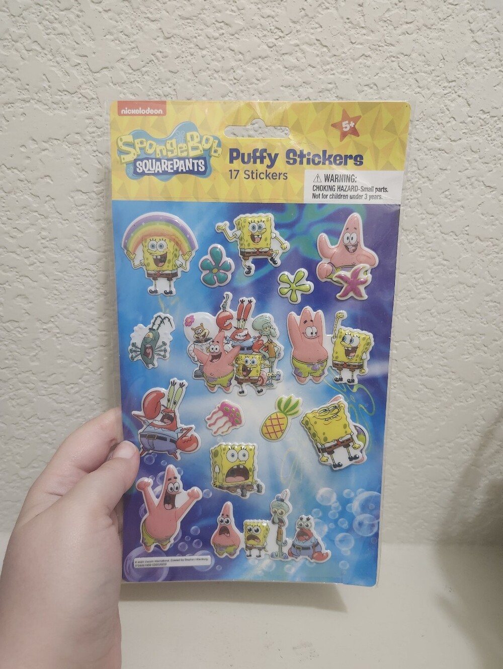 SpongeBob Squarepants Puffy Stickers - Yellow, Pink, Blue, Green